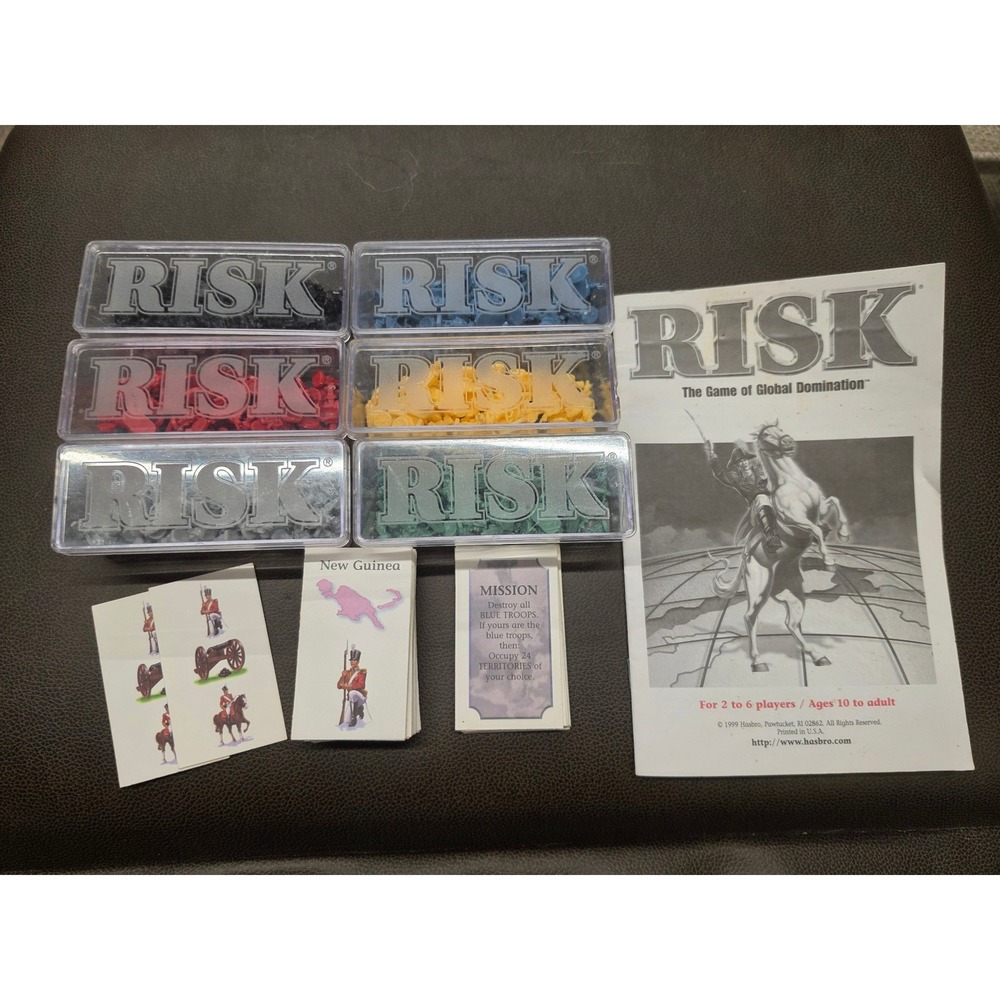1999 Risk Board Game Replacement Pieces Army Miniatures Cards Manual Hasbro